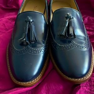 Talbots navy tassel loafers